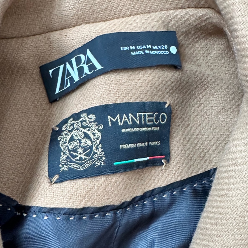 Zara Wool Blend Coat - Tan - Size M - Picture 3 of 4